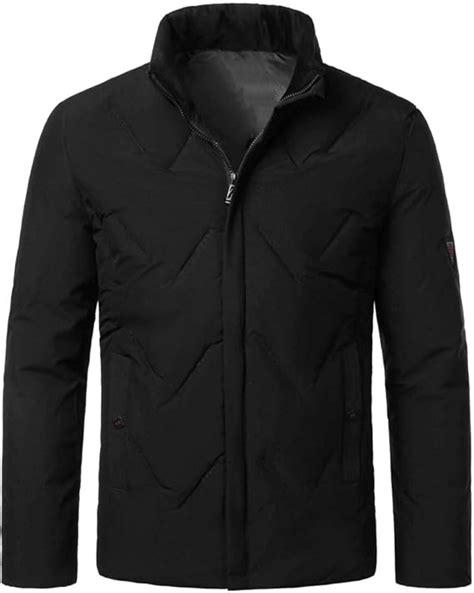 Men Jacket Without A Hood Autumn Winter Warm Jacket Stand-Up Collar Regular Fit Transition ...