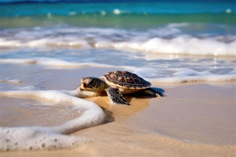 Premium AI Image | a baby turtle on the beach