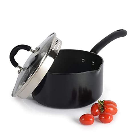 ProCook Gourmet Non-Stick Strain & Pour Induction Saucepan with Lid | 20cm | 3.1L | Cooking Pan ...