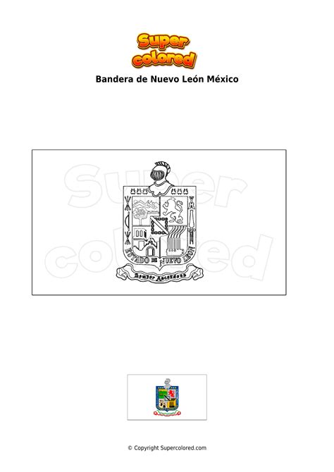 Dibujo para colorear Bandera de Nuevo León México - Supercolored.com