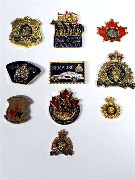 Ten 10 Royal Canadian Mounted Police RCMP Lapel Pins - COLLECTORS-BADGES.COM