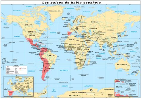 World Map Showing Spanish Speaking Countries - United States Map