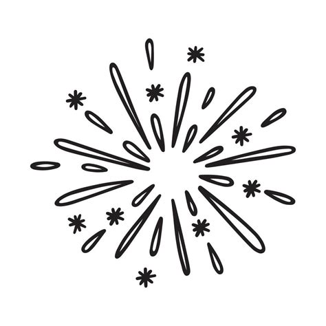 Hand drawn fireworks doodle. Vector illustration isolated on white ...