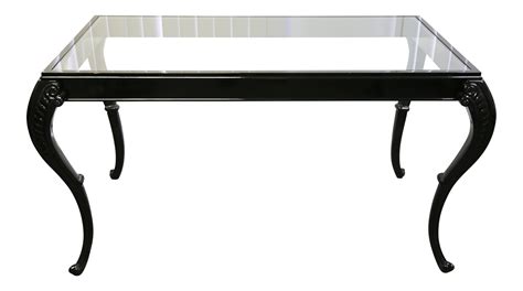 Vintage Black Lacquered Wood and Glass Dining Table on Chairish.com ...