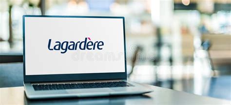 Laptop Computer Displaying Logo of Lagardere Editorial Stock Photo ...