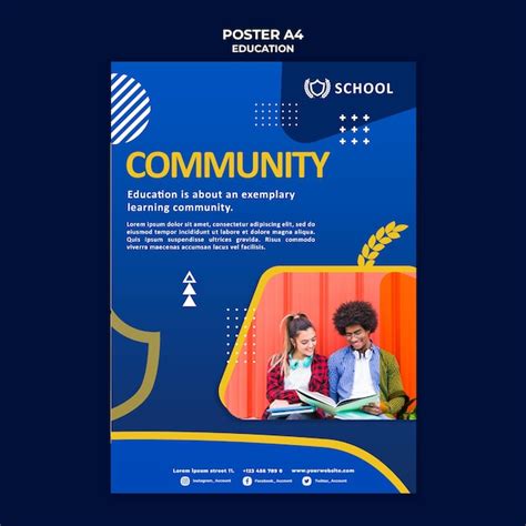 Free PSD | Education poster template with photo