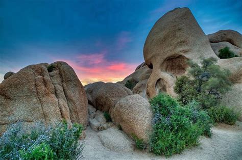 Skull Rock at Joshua Tree National Park. I hiked a short way in the dark for a nice peaceful ...