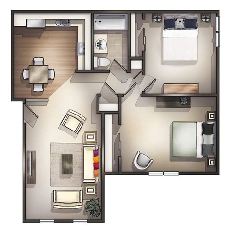 2 Bedroom Studio Apartment Floor Plans - floorplans.click