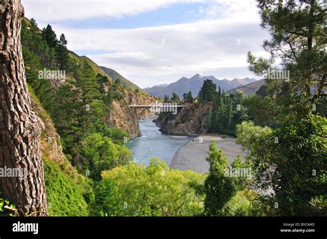 Waiau Ferry Bridge over Waiau River, near Hanmer Springs, North Canterbury, Canterbury Region ...