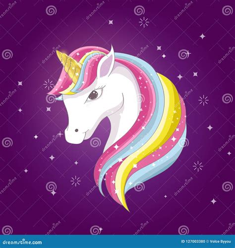 Cute Beautiful Unicorn with Gold Litter Stock Vector - Illustration of ...