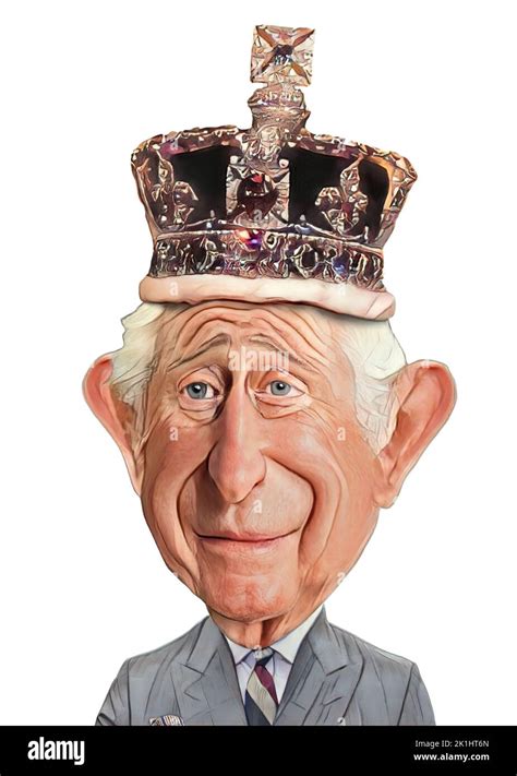 King Charles with the crown, caricature face, United Kingdom Stock ...