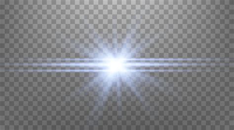 Blue horizontal lens flare. Isolated on transparent background. Sun flash with rays or spotlight ...