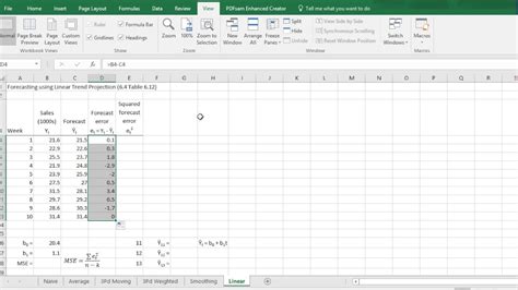 Linear Trend Projection Excel Example - YouTube