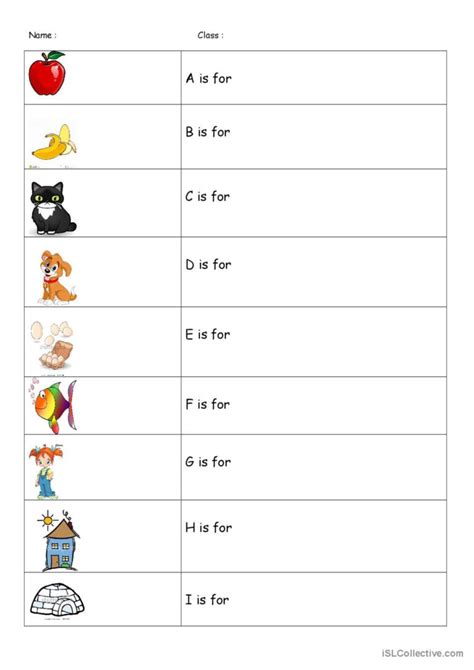 A is for apple vocabulary flashcards…: English ESL worksheets pdf & doc