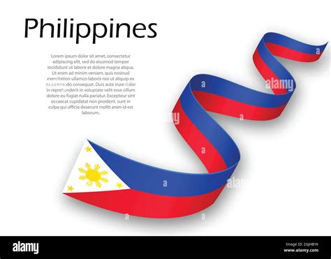 Waving ribbon or banner with flag of Philippines. Template for ...