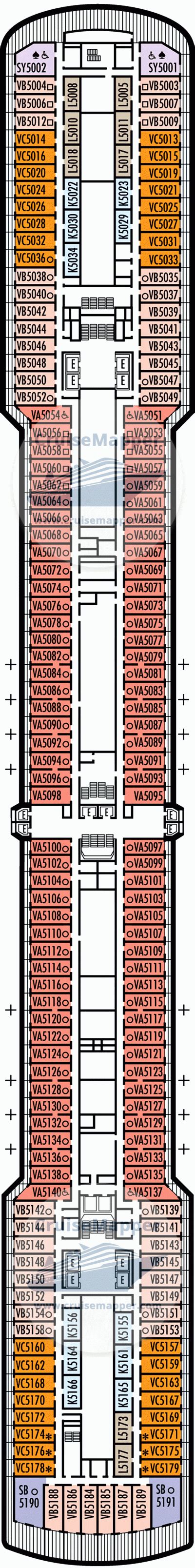 ms Zuiderdam deck 5 plan | CruiseMapper