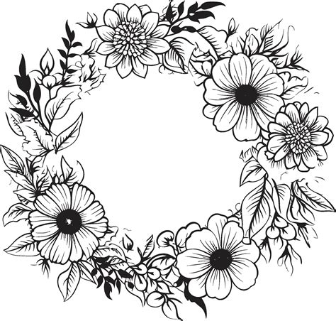 Modern Floral Wreath Artistic Vector Logo Artistic Petal Whirl Wedding Black Icon Design ...