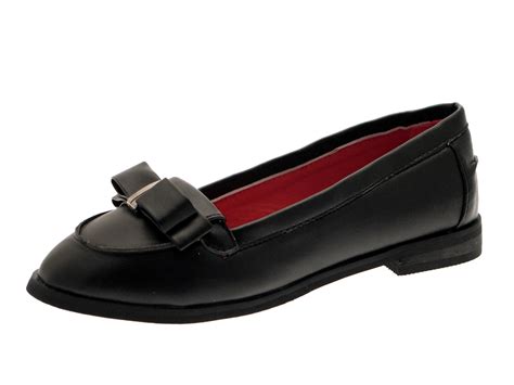 Girls Kids Black School Shoes Mary Jane / Slip On Faux Leather Junior Size 10-5 | eBay