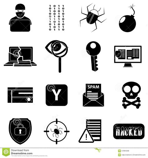 Hacker Icons In Black And White Royalty-Free Stock Image | CartoonDealer.com #56153122