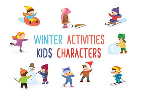 Happy Kids, Winter Activities. By Naumstudio | TheHungryJPEG