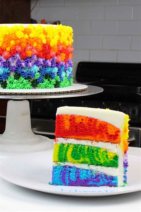 Rainbow Marble Cake Recipe With Vanilla Frosting - Chelsweets