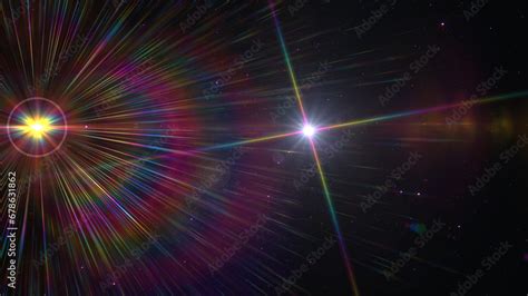 Glowing light with stars, flares and rays in outer space Stock Illustration | Adobe Stock