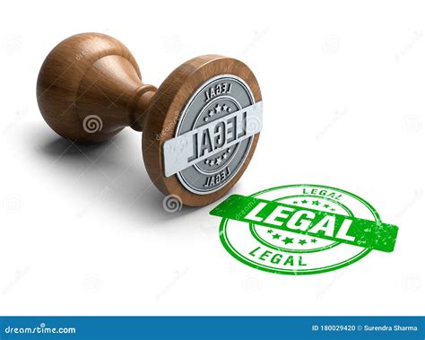 Legal Stamp. Wooden Round Stamper and Stamp with Text Legal on White Background. 3d Illustration ...