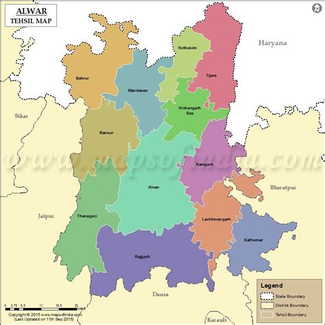 Get Tehsil Map of Alwar, highlights the name and location of all the ...