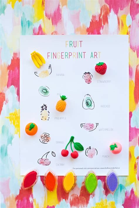 FRUIT FINGERPRINT ART FOR KIDS WITH FREE PRINTABLE TEMPLATE