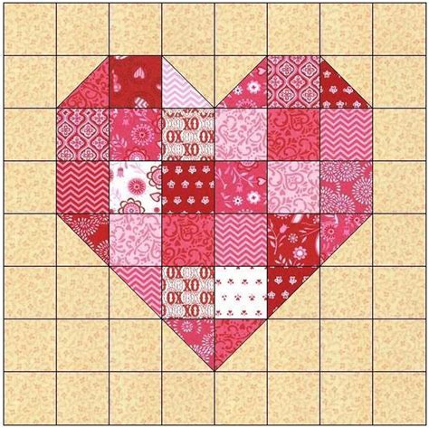 Scrappy Heart Quilt Block Pattern | Craftsy | Heart quilt pattern ...