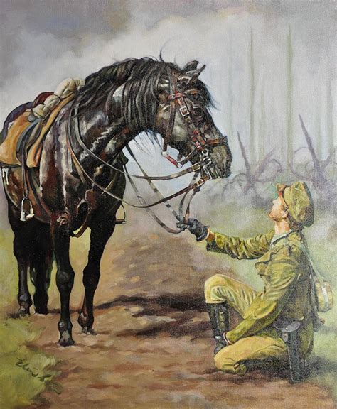 Elin Sian Blake - Lest We Forget.Original Oil Painting War Horse.Great War WW1 Remembrance ...