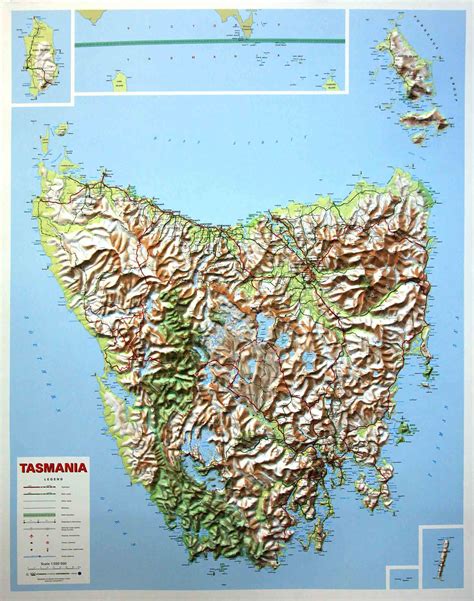 Map, Relief map, Tasmania