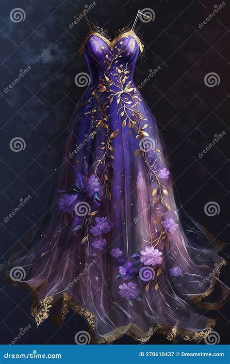 Beautiful Long Purple Dress on Dark Baclground Stock Illustration ...