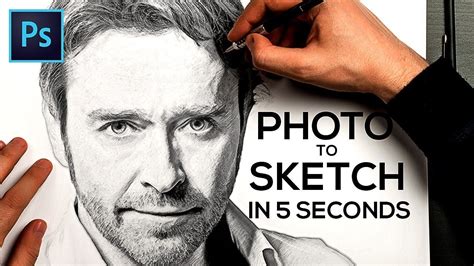 How to Turn a Photo into Pencil Drawing Sketch Effect in Photoshop - YouTube | Photo to pencil ...