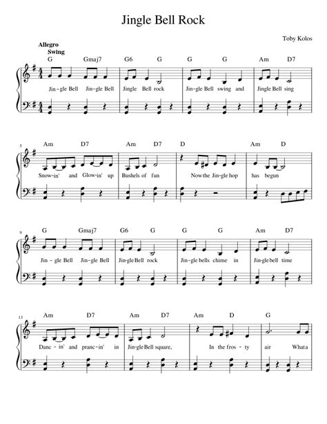 Jingle Bell Rock with chords Sheet music for Piano (Solo) | Download and print in PDF or MIDI ...