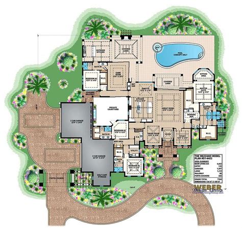 Mediterranean House Plan: 1 Story Luxury Home Floor Plan #Countryprimitive | Mediterranean house ...