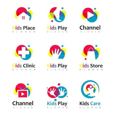 Premium Vector | Set of colorful kids logo