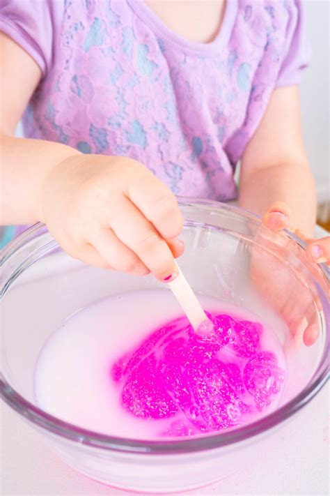 Glitter Glue Slime Just Two Ingredients with Easy Clean Up! - Eating Richly