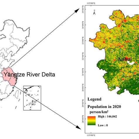 Geographic location and population distribution of the Yangtze River ...