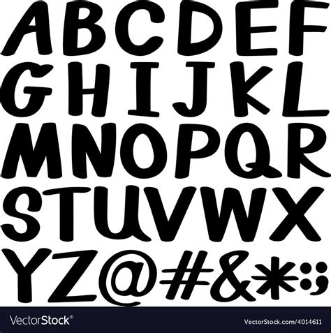 Letters of the alphabet in black color Royalty Free Vector