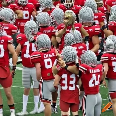 Ohio state buckeyes football players celebrating victory on Craiyon