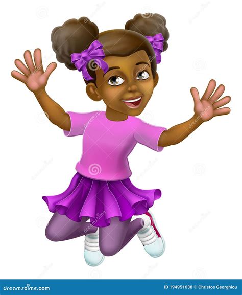 Happy Jumping Girl Kid Child Cartoon Character Stock Vector - Illustration of jump, fitness ...