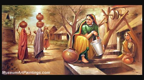 Indian paintings | Village scene drawing, India painting, Indian paintings