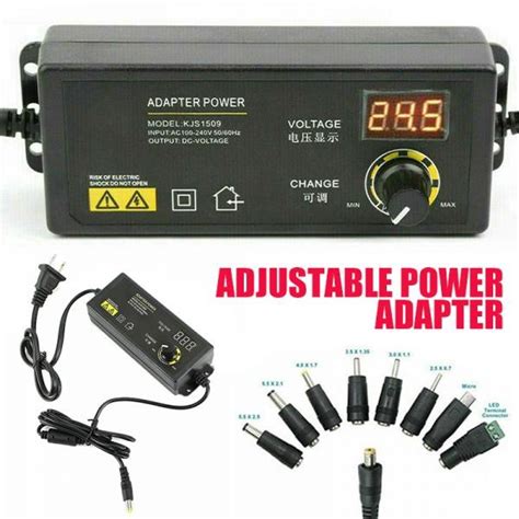 Adjustable Power Supply Voltage 3 to 24V AC/DC Switch Power Adapter LED ...