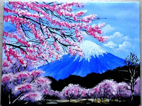 Painting Mount Fuji Acrylic Painting Original Art Gifts for Her and Him ...