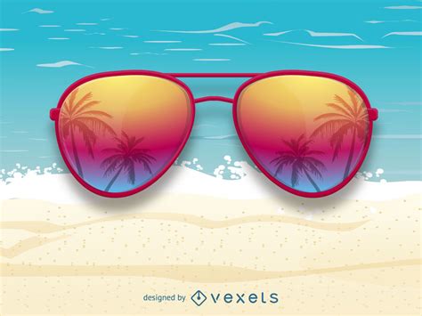 Descarga Vector De Gafas De Sol Con Reflejo De Palmeras