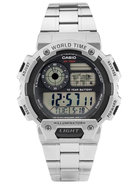 Reloj CASIO QUARTZ ALARMS WATCH AE-1400WHD-1AV world time - 10 year battery - alarmas 100m water ...