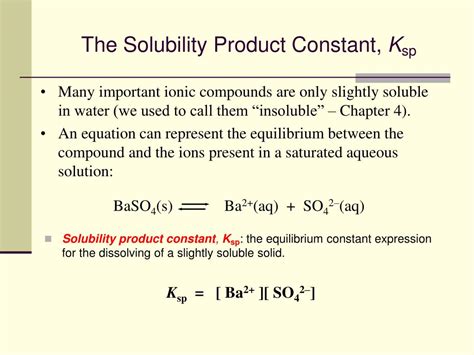 PPT - The Solubility Product Constant, K sp PowerPoint Presentation ...