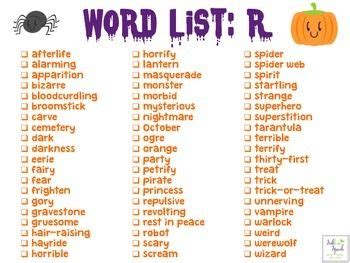 Spooky Speech: Halloween Articulation Word Lists and Activities | Word list, Halloween words ...