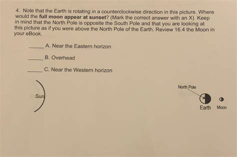 Solved Note that the Earth is rotating in a counterclockwise | Chegg.com